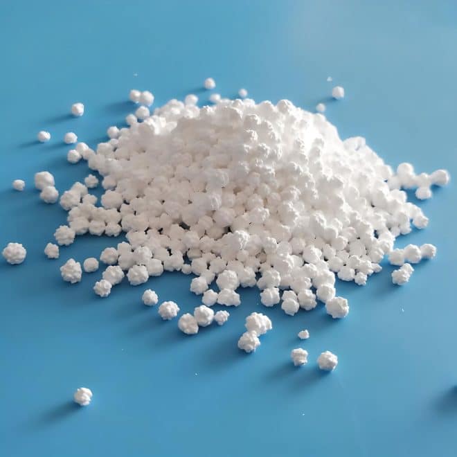 A white granular substance of anhydrous calcium chloride