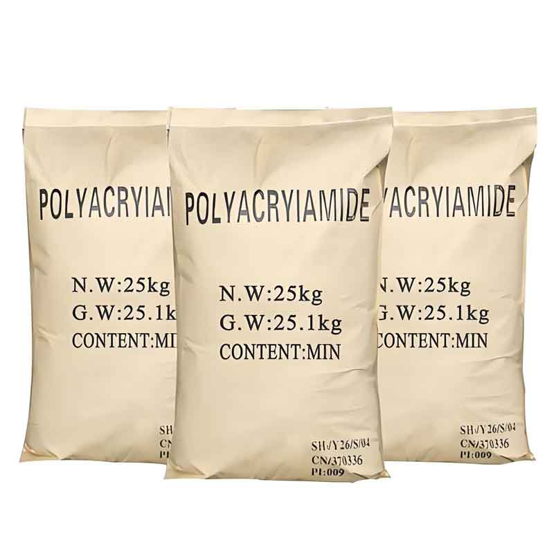 Polyacrylamide powder is carefully packaged in 25kg bags, commonly used in water treatment processes.